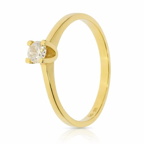 Sárga arany soliter gyémánt eljegyzési gyűrű 0,22 ct - 31778