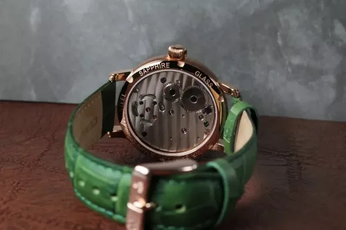 Poljot-International Tourbillon 3400.T-XVIII-GR zöld számlapos, rosegold tokozású karóra