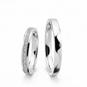 3 mm Fehér Körbeköves Karikagyűrű pár VD04F