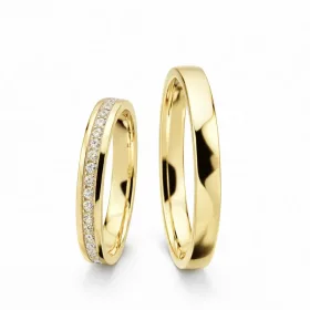 3 mm Sárga Körbeköves Karikagyűrű pár VD04S