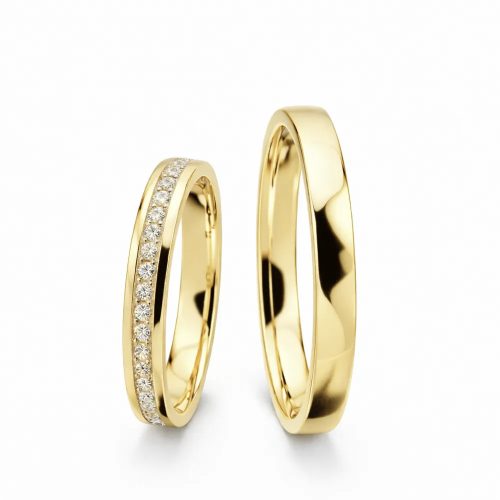 3 mm Sárga Körbeköves Karikagyűrű pár VD04S