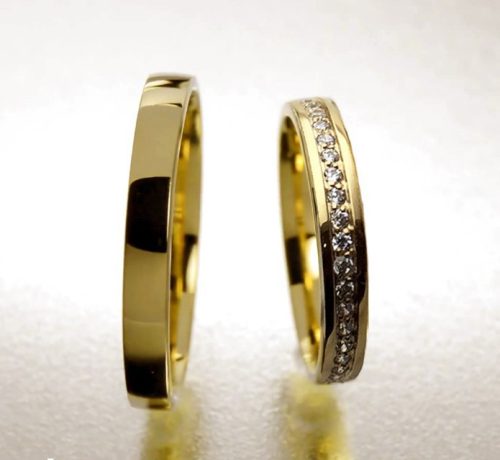 3 mm Sárga Körbeköves Karikagyűrű pár VD04S