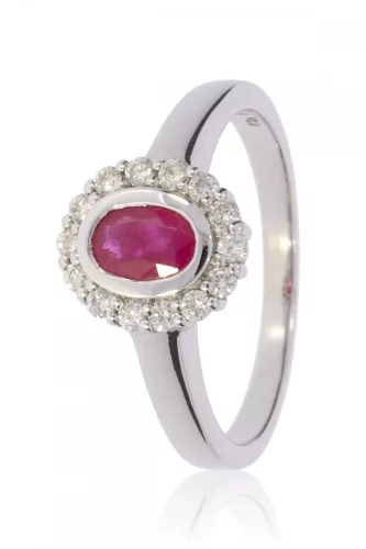 Fehér arany gyémánt és rubin köves gyűrű 43202