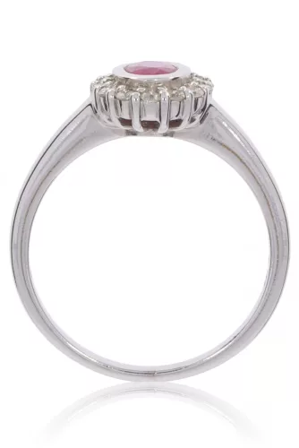 Fehér arany gyémánt és rubin köves gyűrű 43202