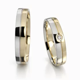 4 mm-es Sárga-Fehér-arany Karikagyűrű pár VD06SF