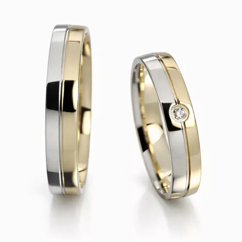 4 mm-es Sárga-Fehér-arany Karikagyűrű pár VD06SF
