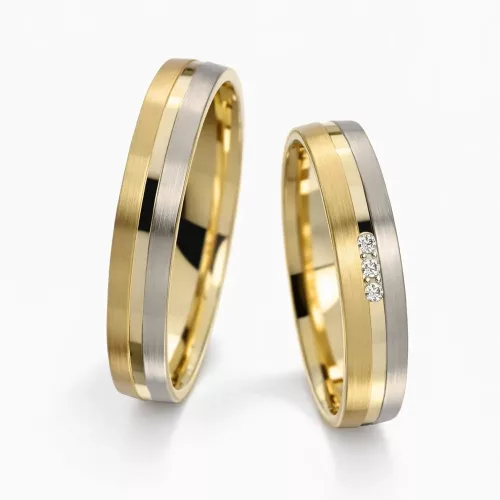 4 mm-es Sárga-Fehér arany Karikagyűrű pár VD07SF