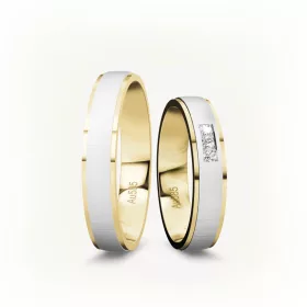 4 mm-es Fehér-Sárga arany Karikagyűrű pár VD27SFS