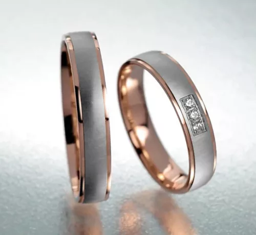 4 mm-es Fehér-Vörös arany Karikagyűrű pár VD27VFV