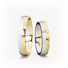 4 mm Sárga-Fehér arany Karikagyűrű pár VD02SF