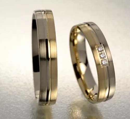 4 mm Sárga-Fehér arany Karikagyűrű pár VD03SF