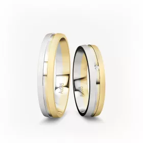 4 mm Sárga-Fehér arany Karikagyűrű pár VD05SF