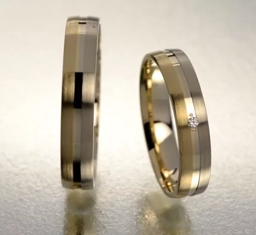 4 mm Sárga-Fehér arany Karikagyűrű pár VD05SF