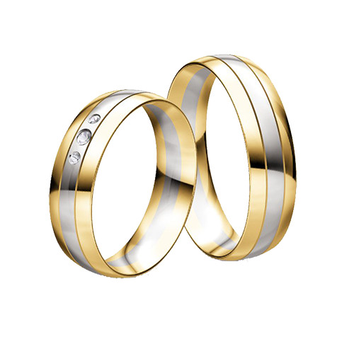 5,5mm Sárga-Fehér arany Karikagyűrű pár HM 46170
