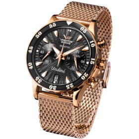 Vostok Europe női karóra – rosegold fémszíj, fekete számlap, stopper