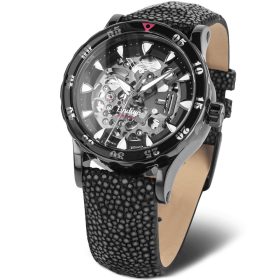 Vostok Europe női automata karóra – fekete PVD tok, skeleton számlap, rája szíj