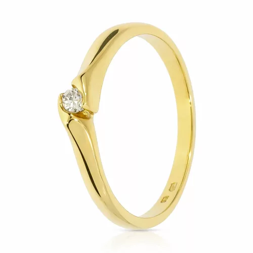 Sárga arany gyémánt gyűrű csavart foglalattal - 54814