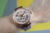 Poljot International férfi karóra – rosegold tok, skeleton számlap, barna szíj