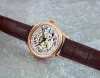 Poljot International férfi karóra – rosegold tok, skeleton számlap, barna szíj