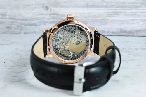 Poljot Dobronrav 5501.1910613 férfi karóra – rosegold tok, áttetsző számlap, fekete szíj