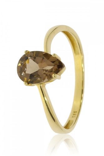Sárga arany füst kvarc köves gyűrű 56376