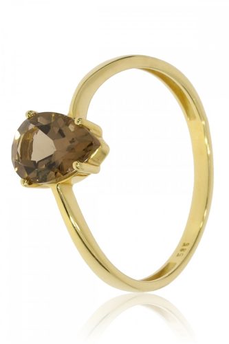 Sárga arany füst kvarc köves gyűrű 56376