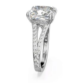 Swarovski Stilla cocktail gyűrű – fehér négyzet csiszolás, pavé kristáldísz, rhodium bevonat