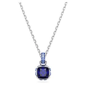 Swarovski Birthstone medál – négyzet kék kristály, rodium bevonat