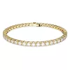 Swarovski Matrix Tennis karkötő – fehér cirkónia, arany tónusú fém szíj