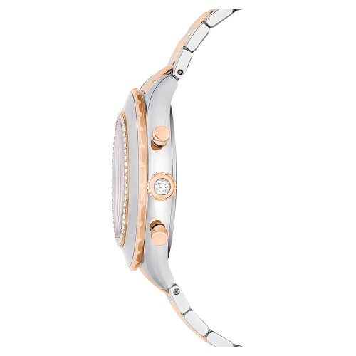 Swarovski Octea Chrono női karóra – kronográf, rozéarany tónus, kevertfém szíj