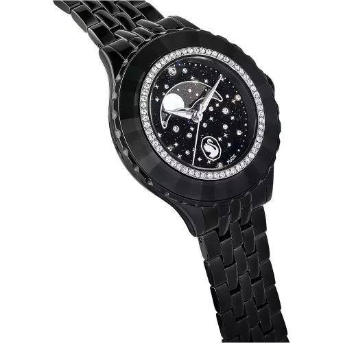 Swarovski Octea Moon női karóra – fekete PVD szíj, holdfázis, kristályos lünetta