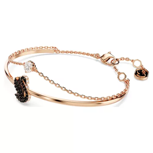 Swarovski Swan női karperec – rózsaarany tónus, fekete hattyú kristály