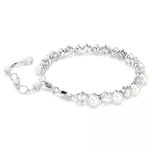 Swarovski Matrix Tennis női karkötő – fehér kristálygyöngy, zirconia és ródium bevonat