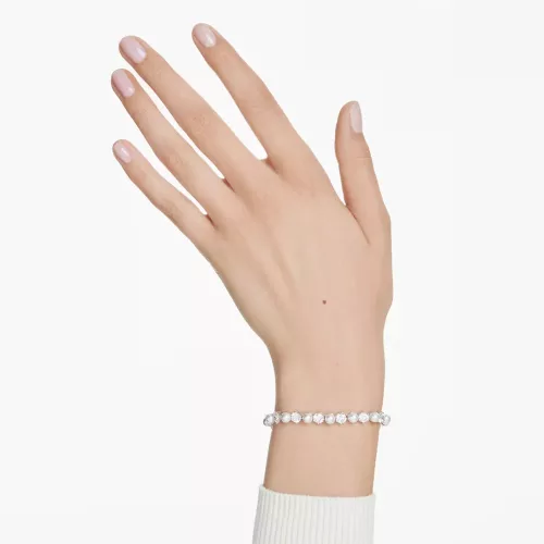 Swarovski Matrix Tennis női karkötő – fehér kristálygyöngy, zirconia és ródium bevonat