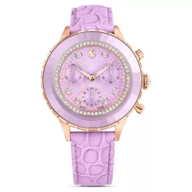 Swarovski Octea Chrono 5690804 női karóra lila szíjjal, rozéarany tok