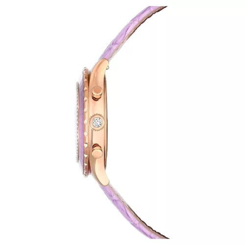 Swarovski Octea Chrono 5690804 női karóra lila szíjjal, rozéarany tok
