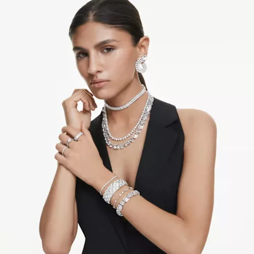 Swarovski Millenia női karkötő – ródium bevonat, fehér nyolcszög kristályok