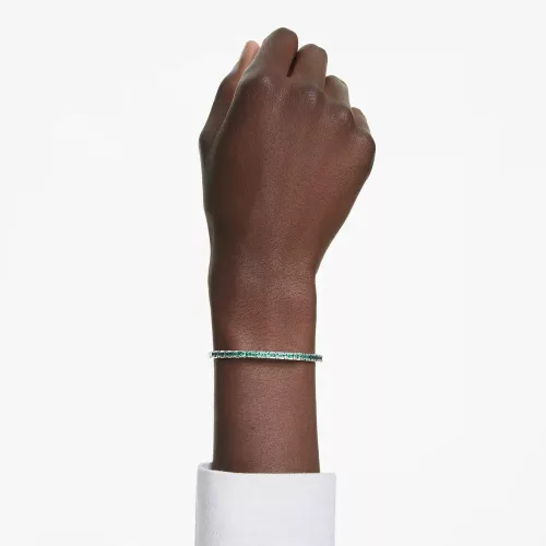 Swarovski Matrix csuklópánt – zöld baguette cirkónia, rhodium bevonat