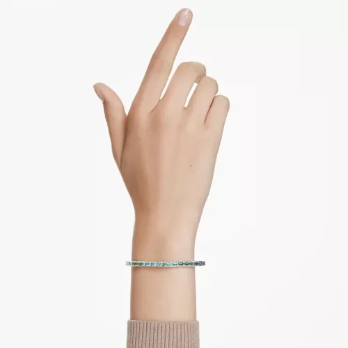 Swarovski Matrix csuklópánt – zöld baguette cirkónia, rhodium bevonat