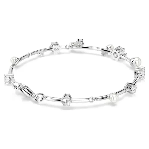 Swarovski Constella női karkötő – ródium bevonat, fehér kristály és gyöngy díszítés