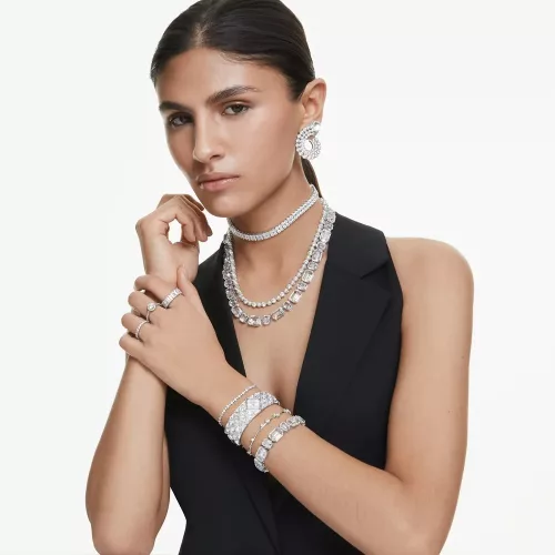 Swarovski Constella női karkötő – ródium bevonat, fehér kristály és gyöngy díszítés