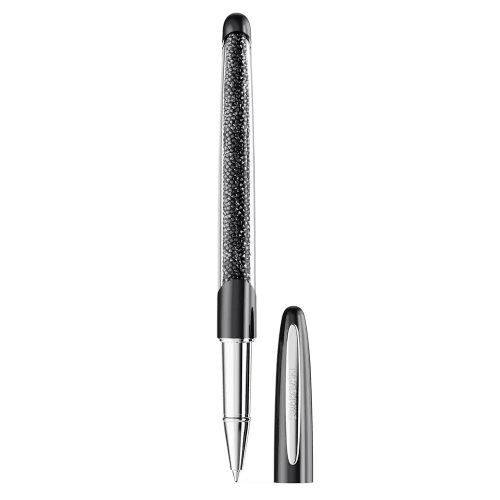 Swarovski Crystalline golyóstoll – fekete lakkozott, krómozott, kristály díszítés