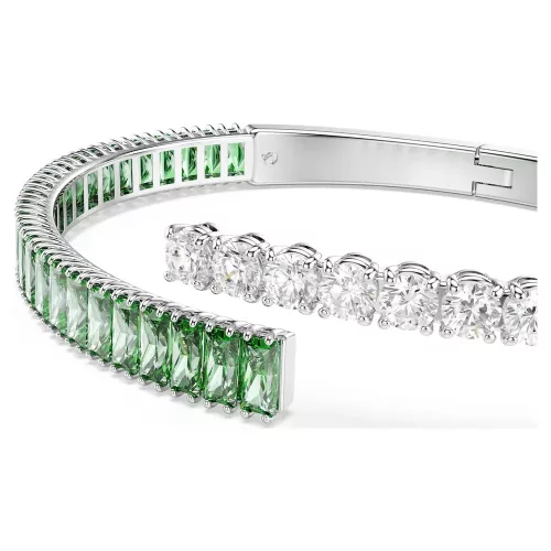 Swarovski Matrix női karperec – ródium bevonat, zöld és átlátszó kristályok, vegyes metszés