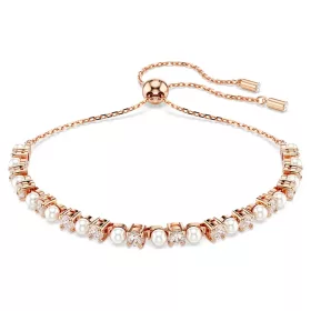 Swarovski Matrix női karkötő – fehér kristálygyöngy, cirkónia, rózsaarany tónus