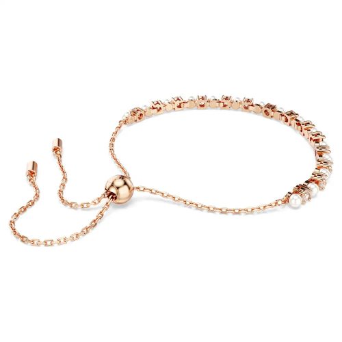 Swarovski Matrix női karkötő – fehér kristálygyöngy, cirkónia, rózsaarany tónus