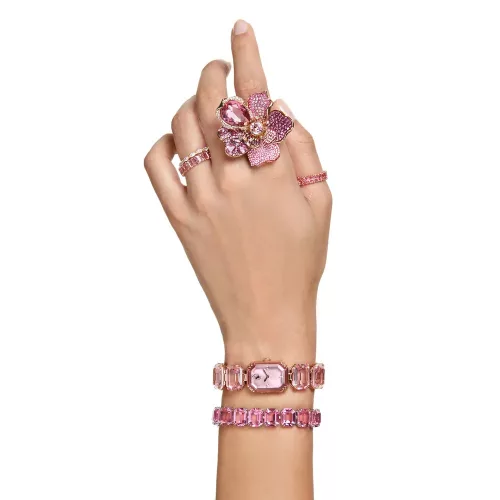 Swarovski Millenia női karóra rózsaszín kristály karkötővel elegáns