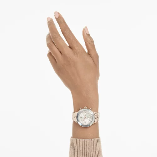 Swarovski női karóra pezsgőarany acél szíj kristály lünetta