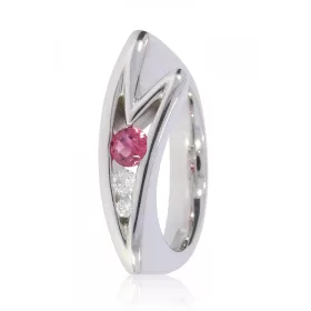 Fehér arany gyémánt és turmalin köves gyűrű 58401