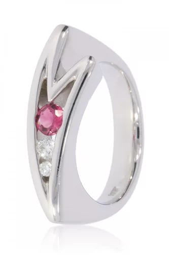 Fehér arany gyémánt és turmalin köves gyűrű 58401