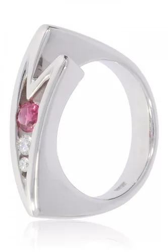 Fehér arany gyémánt és turmalin köves gyűrű 58401